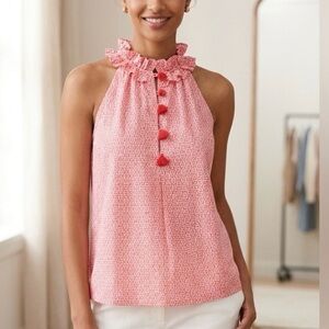 J CREW Y2K Geometric Print 100% Cotton Top Size Medium with Buttons